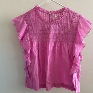 Chic Pink Ruffle Sleeve Blouse